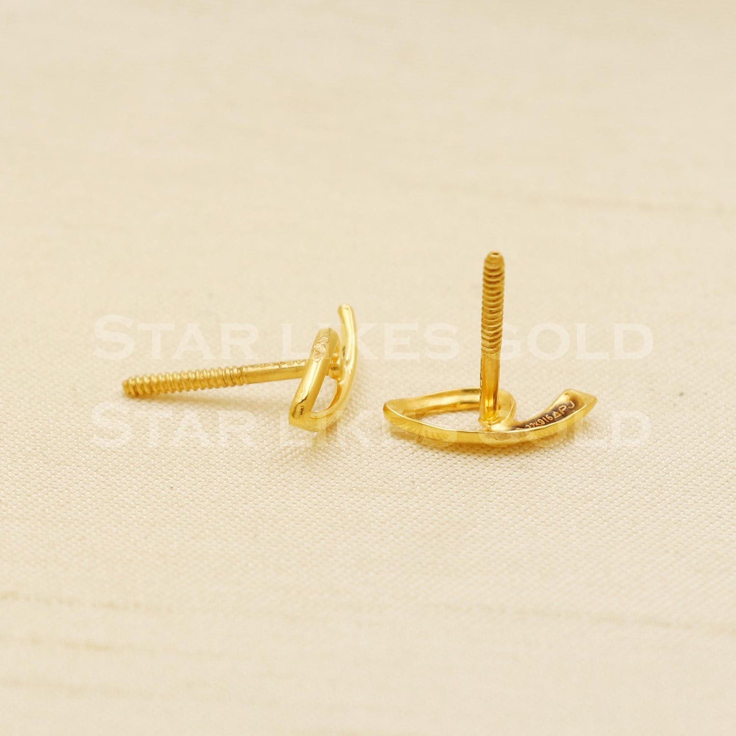 Lovely 22k 22 karat gold stud earrings jewelry, PR1130