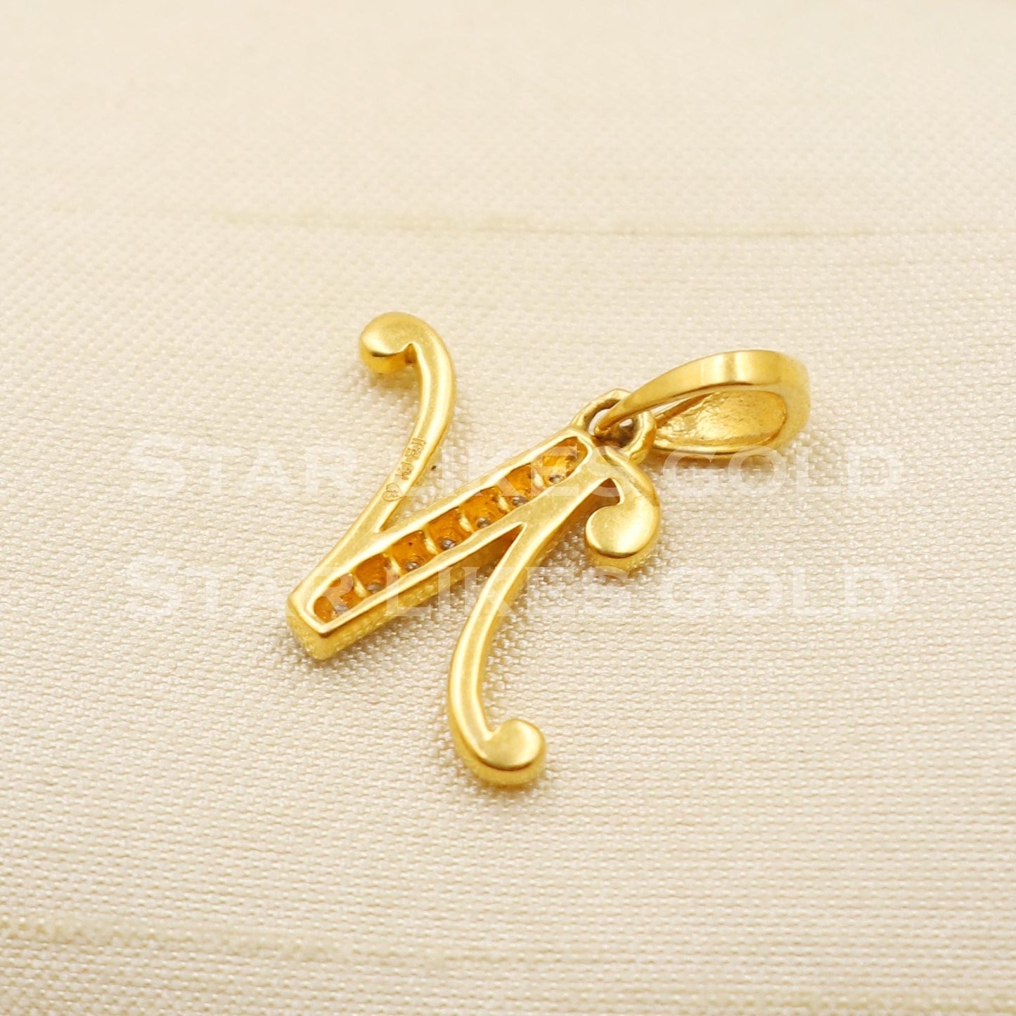N Name alphabet Initial Zircon 18k Yellow Gold Handmade Charms Pendant light weight Jewelry, PR1272