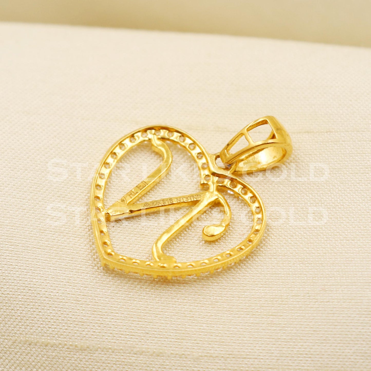 N Name alphabet Initial Zircon 22k Yellow Gold Handmade Charms Pendant light weight Jewelry, PR1275