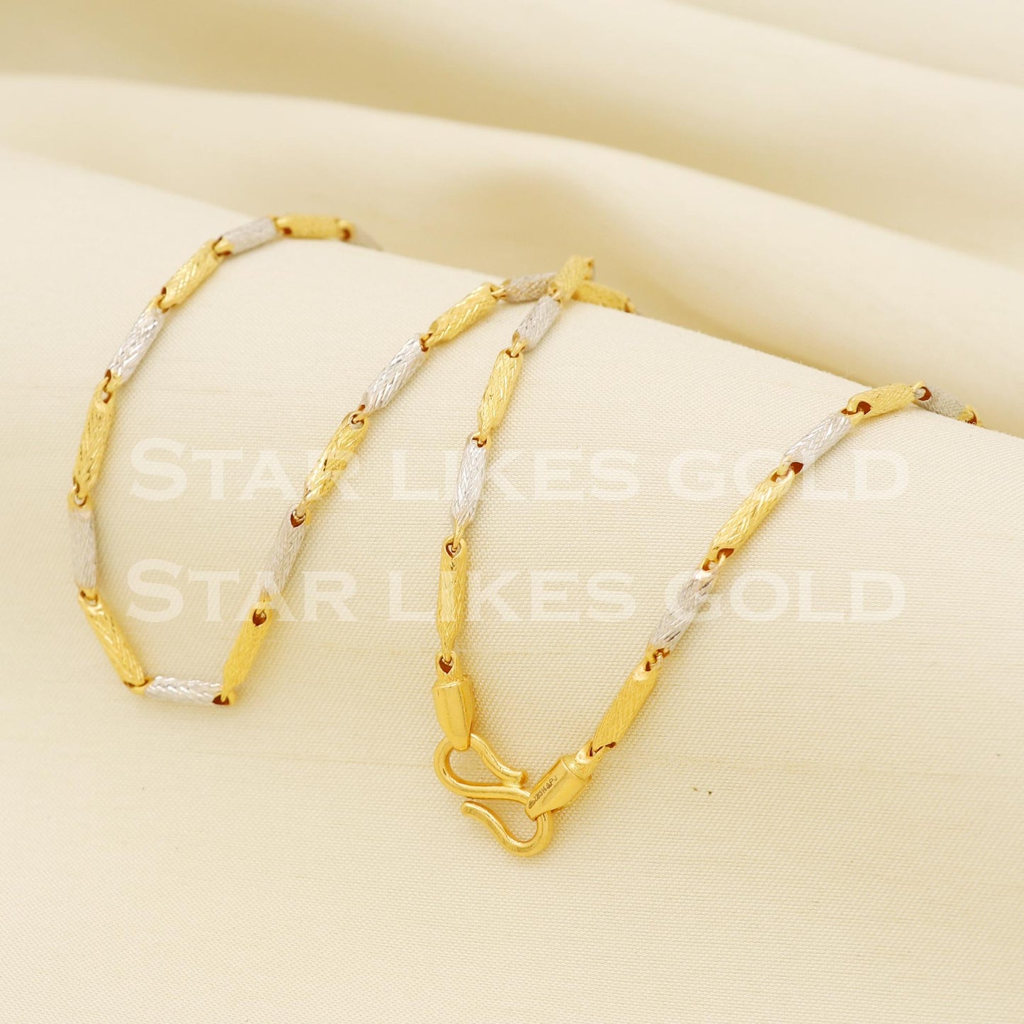 Two Tone 22k 22KT GOLD chain necklace Handmade fine Jewelry, PR1343