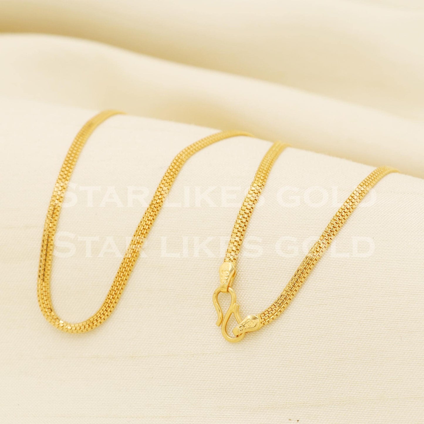 Modern 22k Gold Hallmark Minimalist Box Pattern Mesh Chain, PR1362