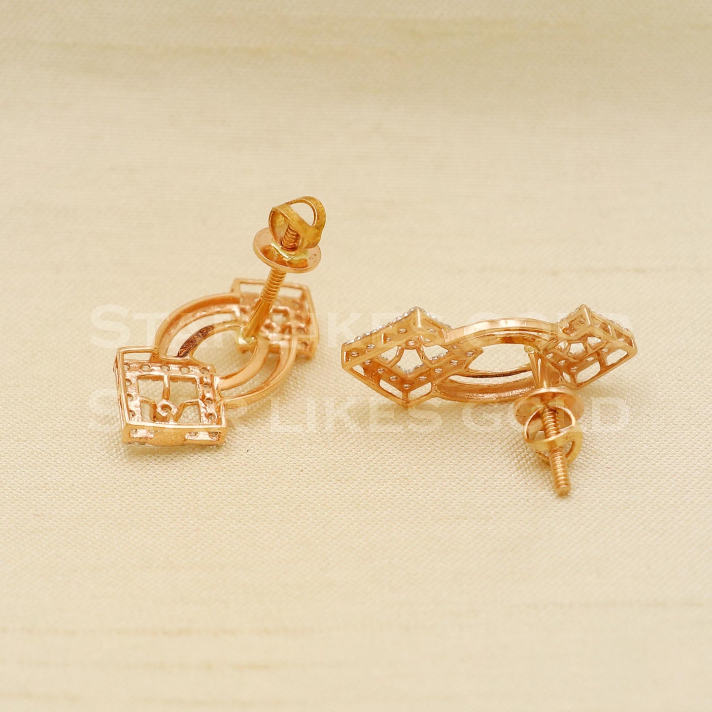 Zircons 18k 22k 22 karat gold stud earrings jewelry, PR1113
