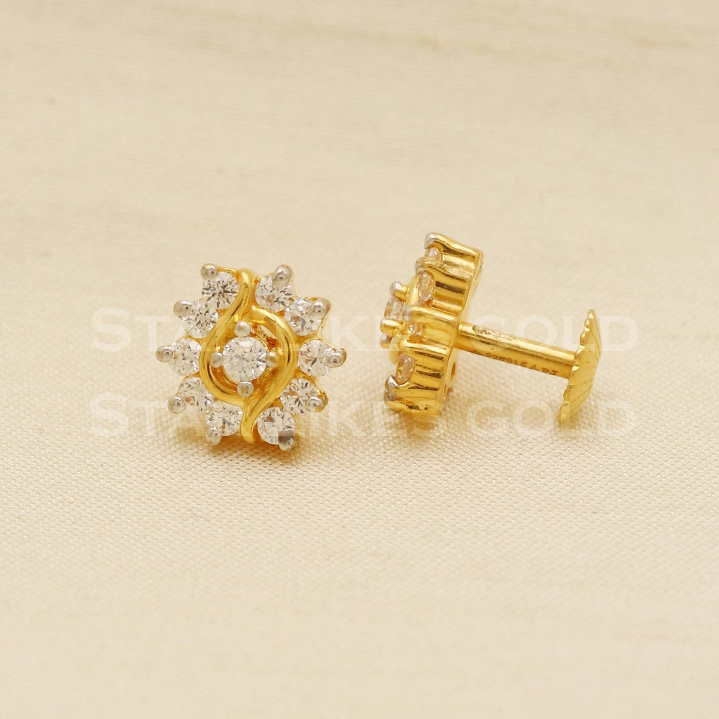 Zircons 22k 22 karat gold earrings jewelry, PR1121