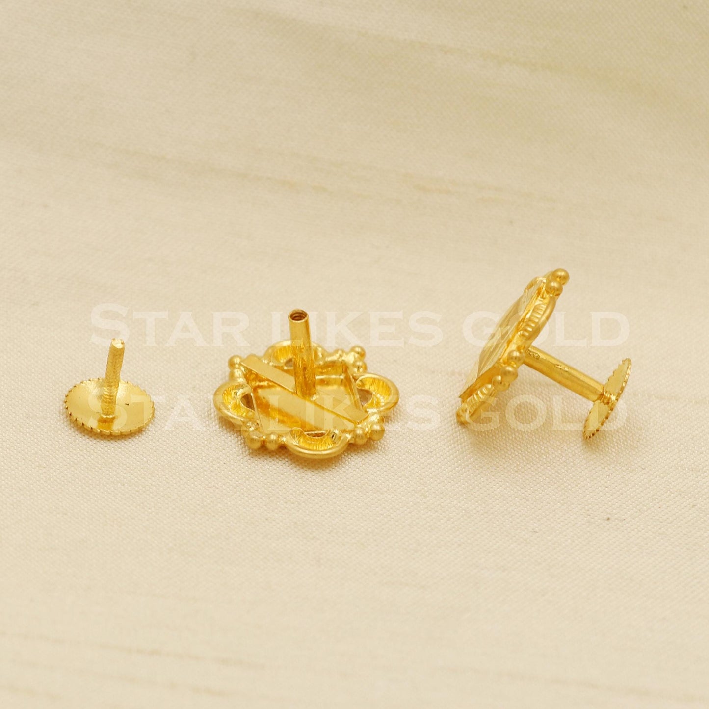 Stunning 22k 22 karat gold stud earrings jewelry, PR1146