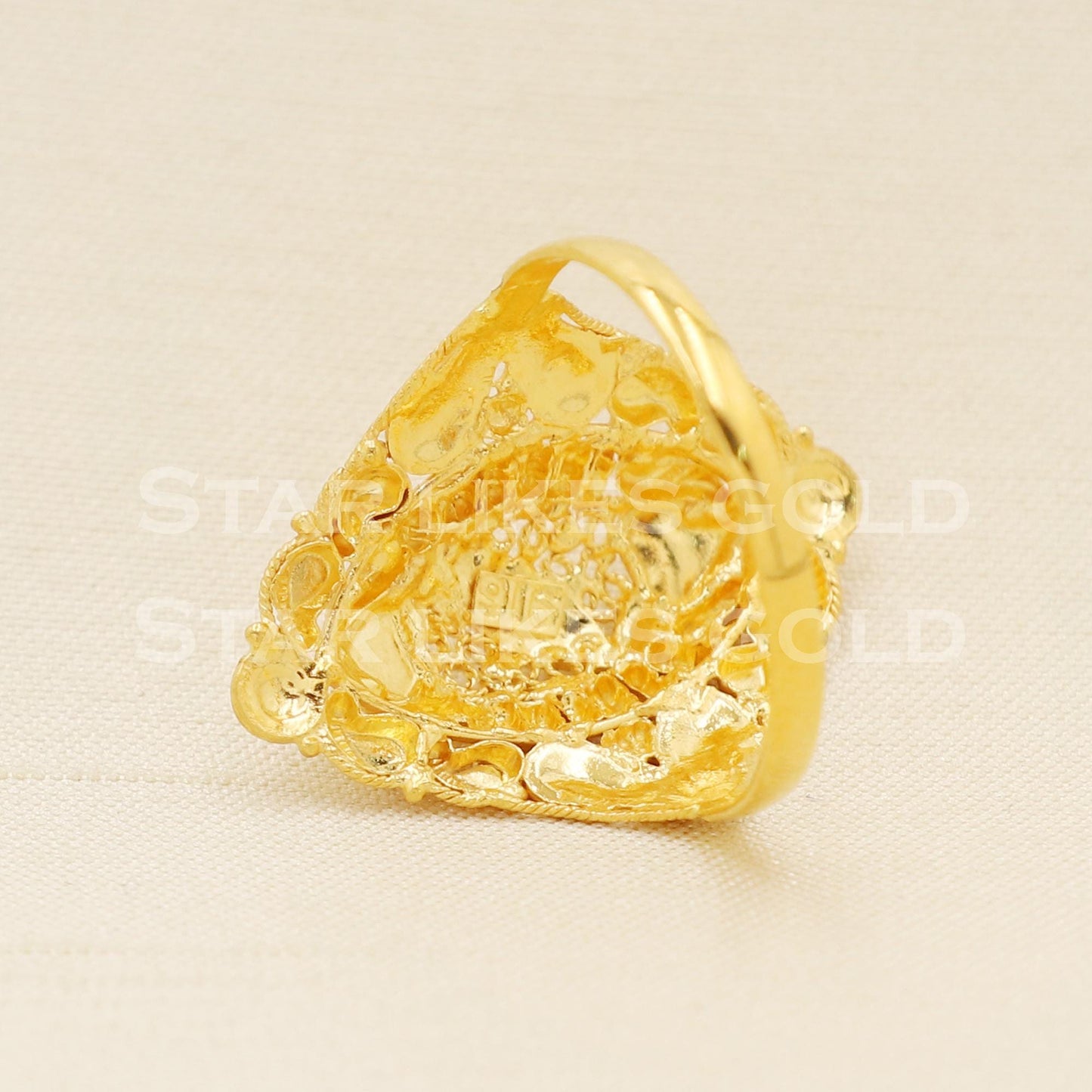 Handcrafted 22K Gold Royal Navette Ring | Premium 916 Hallmark Festive Wear, B1588