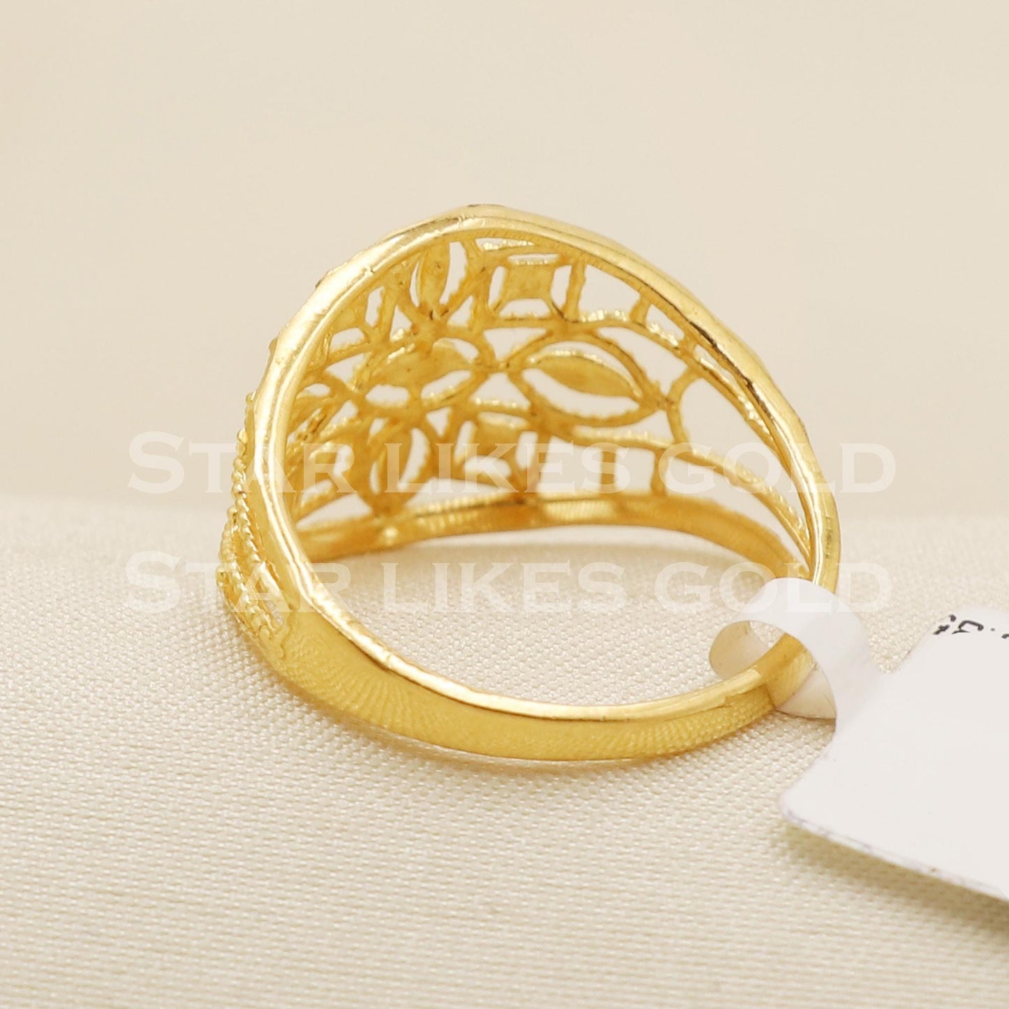 22K Gold Intricate Mesh Statement Ring | Royal Jaali Work 916 Gold Band, B1582