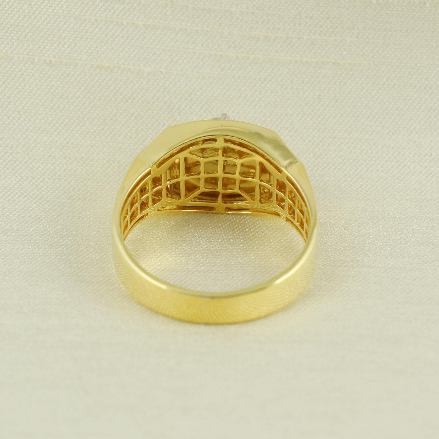 Natural Diamond Ring in 14k Gold from India, Two Tone Real Gold Ring, Handmade Gold Ring Jewelry, AN15