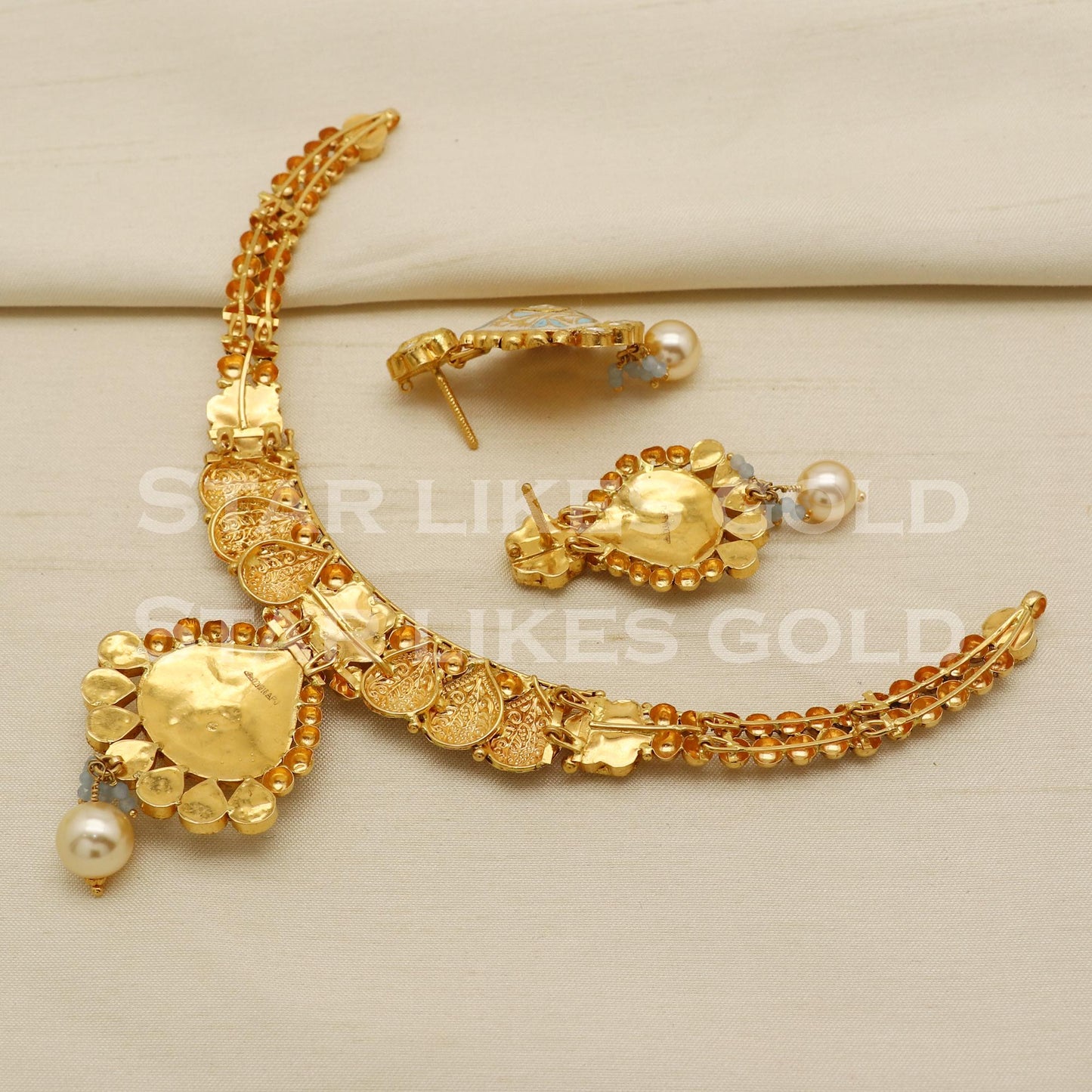 Kundan Meena 22KT 22 Karat GOLD NECKLACE Wedding Jewelry, Asian Wedding Bridal Jewelry, PR1459