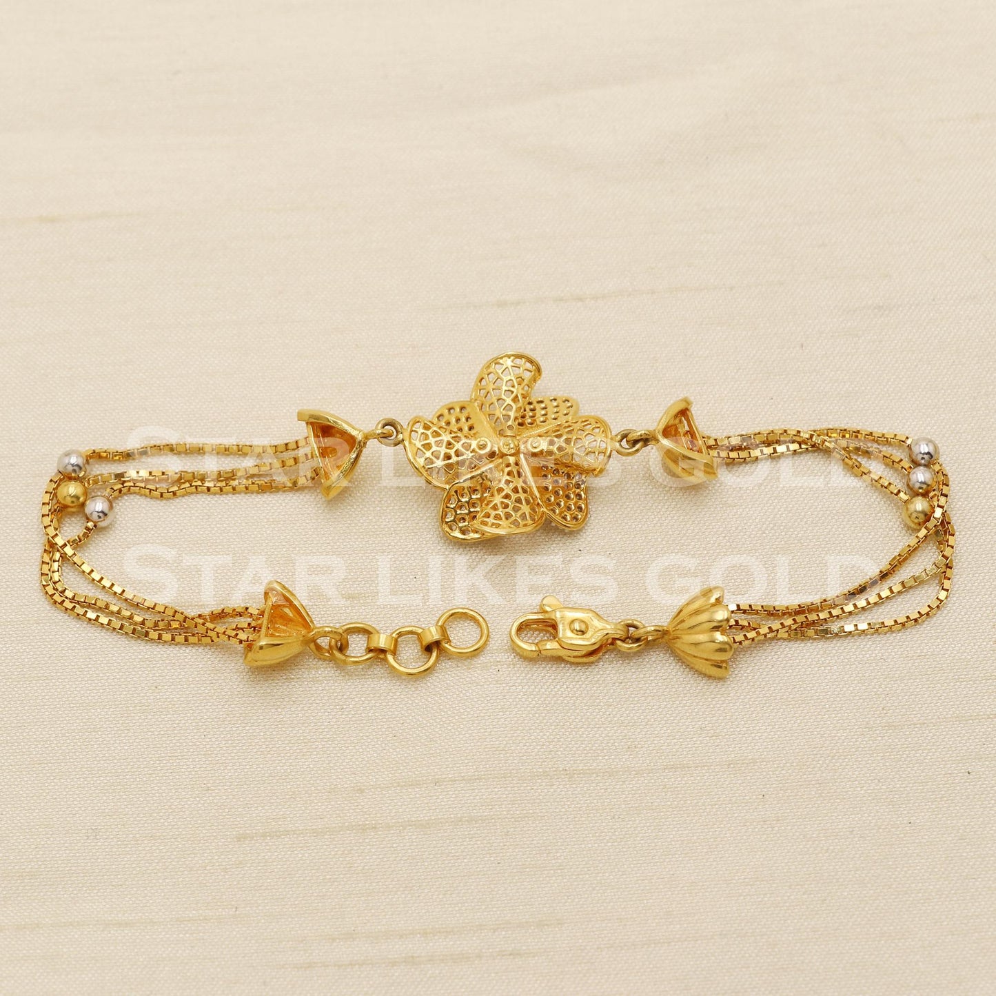 Flower 18 karat 18k gold Zircons Women Bracelet jewelry, PR1547