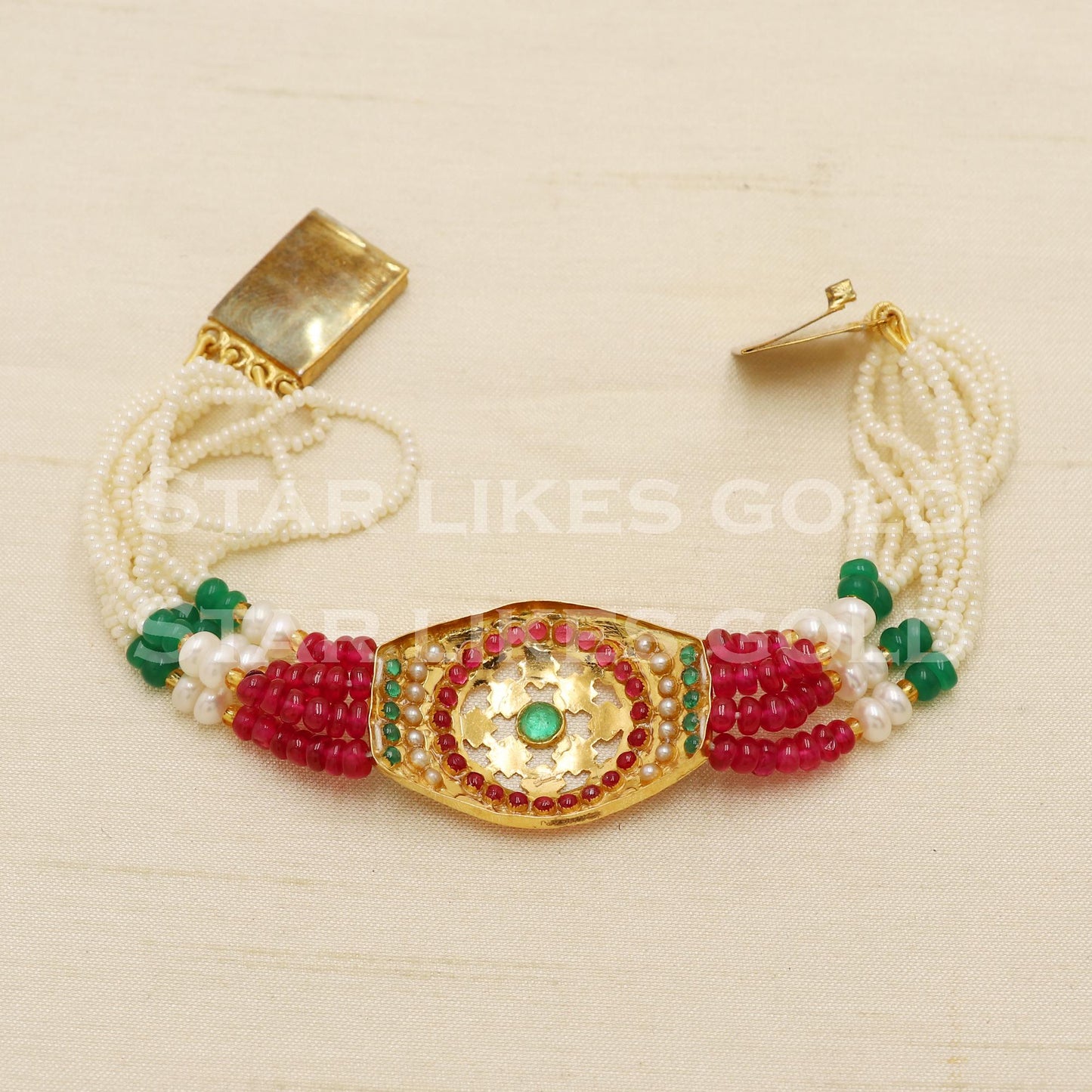 Multi Color Stones 22 karat 22k gold Bracelet Indian Traditional Jewelry for Wedding Gift, PR1563