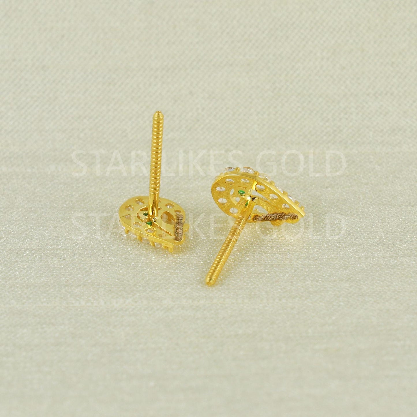 White Zircons 18k 18 karat gold earrings jewelry, B1667