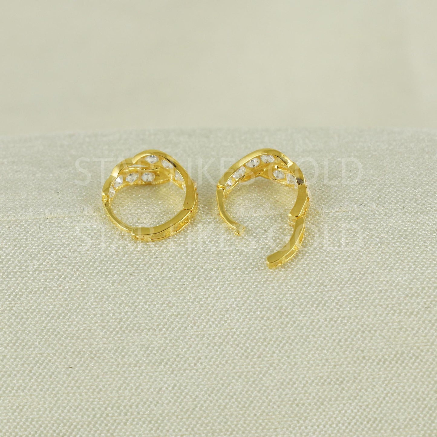 Classy 18k Gold Minimalist Stone Hoops by starlikesgold, B1683