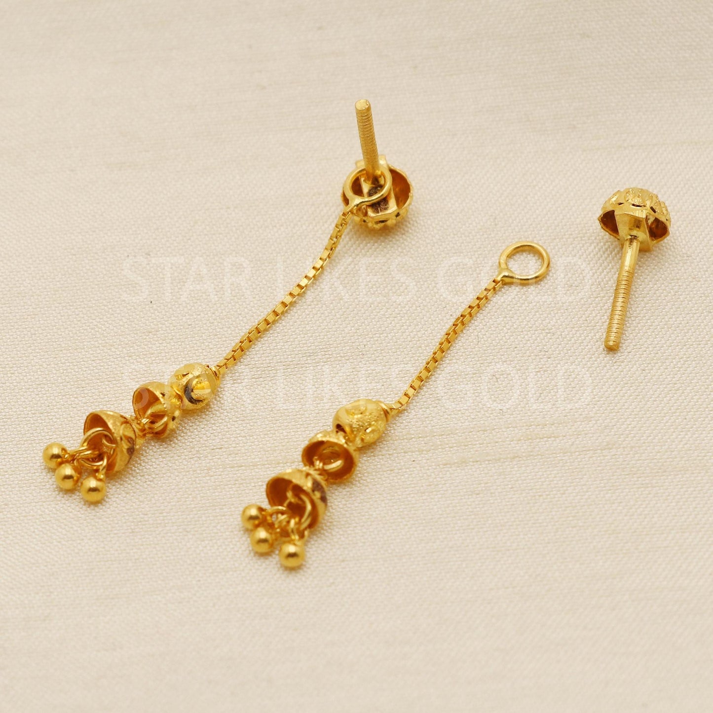 Designer Hallmark 22k Gold Lightweight Chain Earrings with Hallmark Mark, PR1695