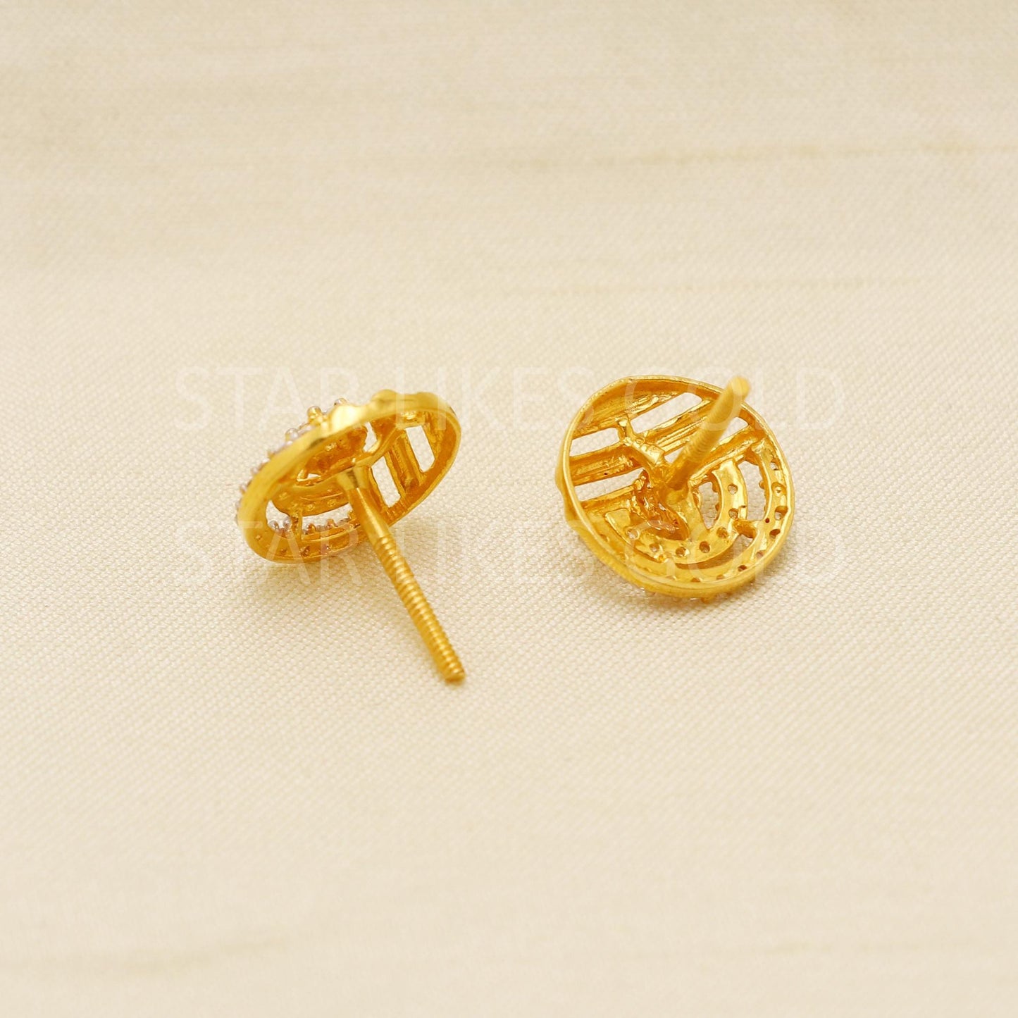 White Zircons 22k 22 karat gold earrings jewelry, PR1616