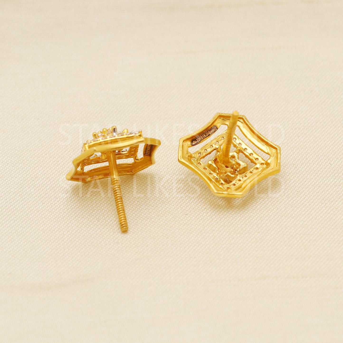 White Zircons 22k 22 karat gold earrings jewelry, PR1617