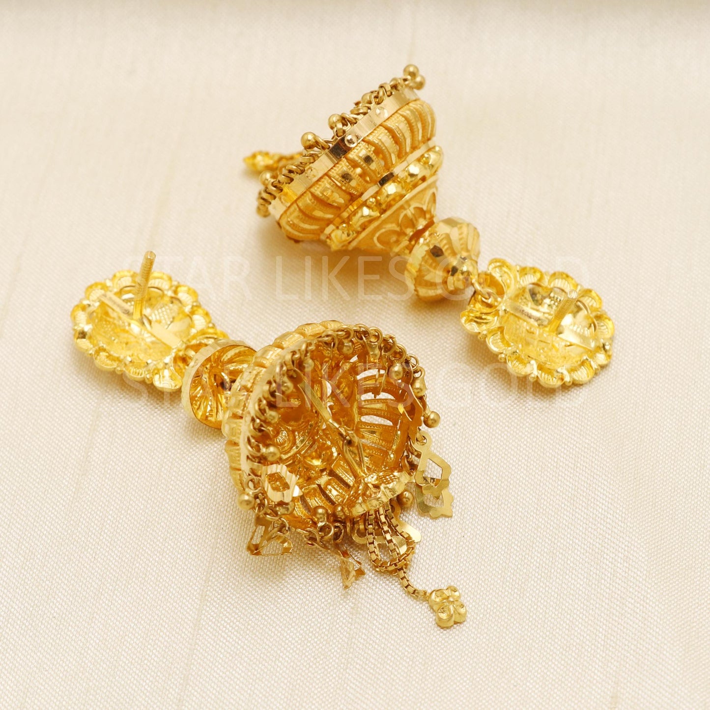 Classy Hallmark 22k Gold High-Polish Antique Style Jhumki by starlikesgold, B1693