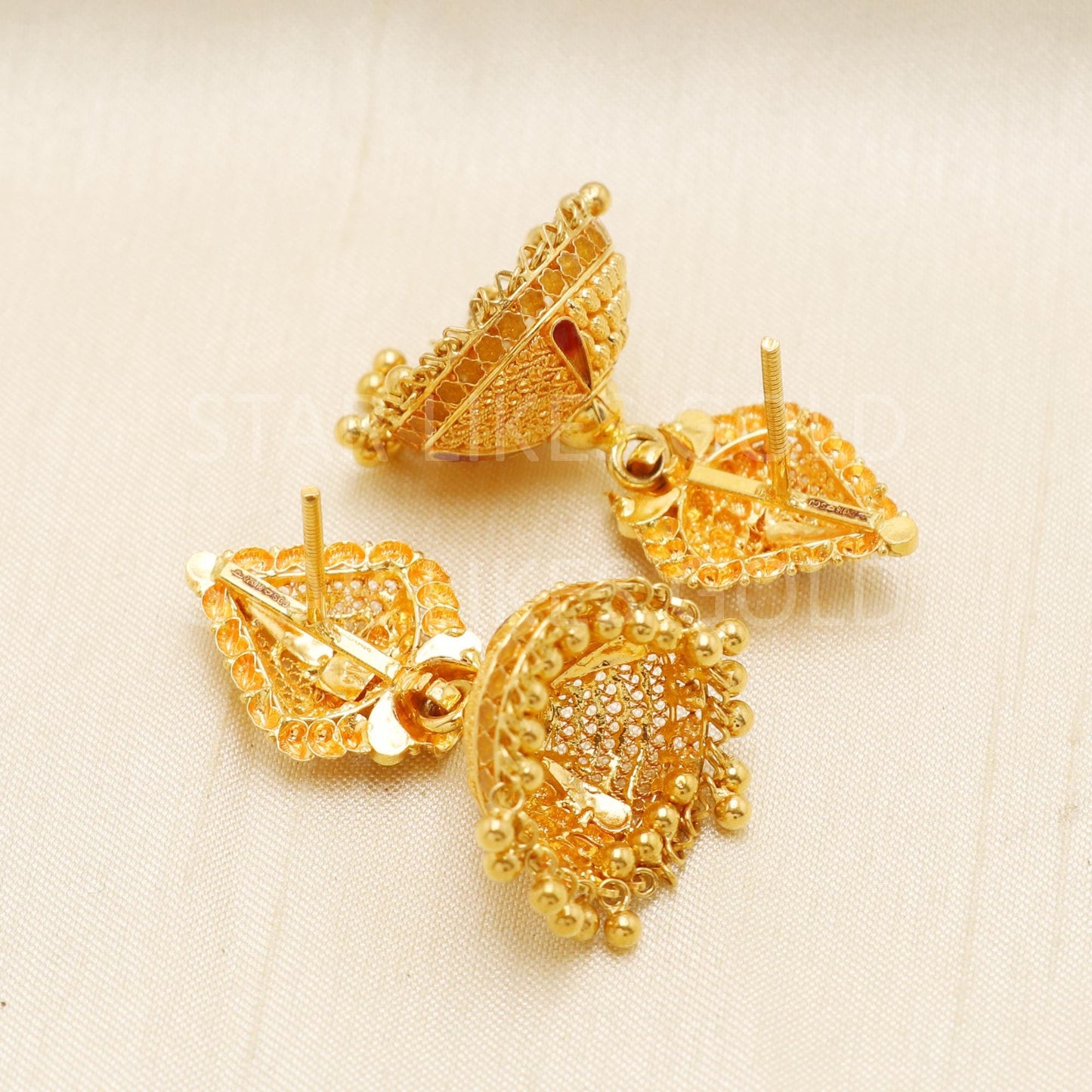 Hallmark 22k Gold Designer Heavy Jhumki Earrings for Brides & Festivals, B1700