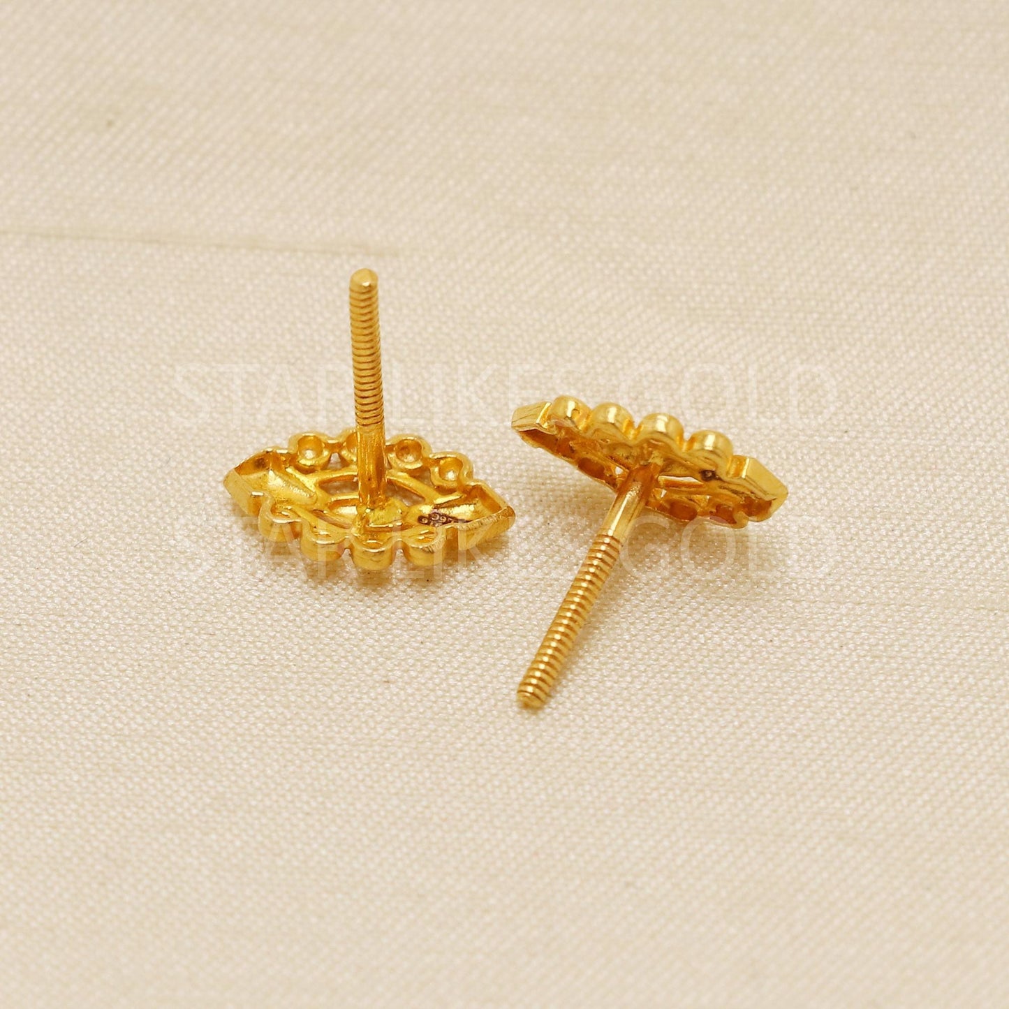 22k Gold Marquise Studs, Minimalist Gold Earrings, Unique Stud Earrings, Wedding Jewelry, Anniversary Gift, Gift for Women