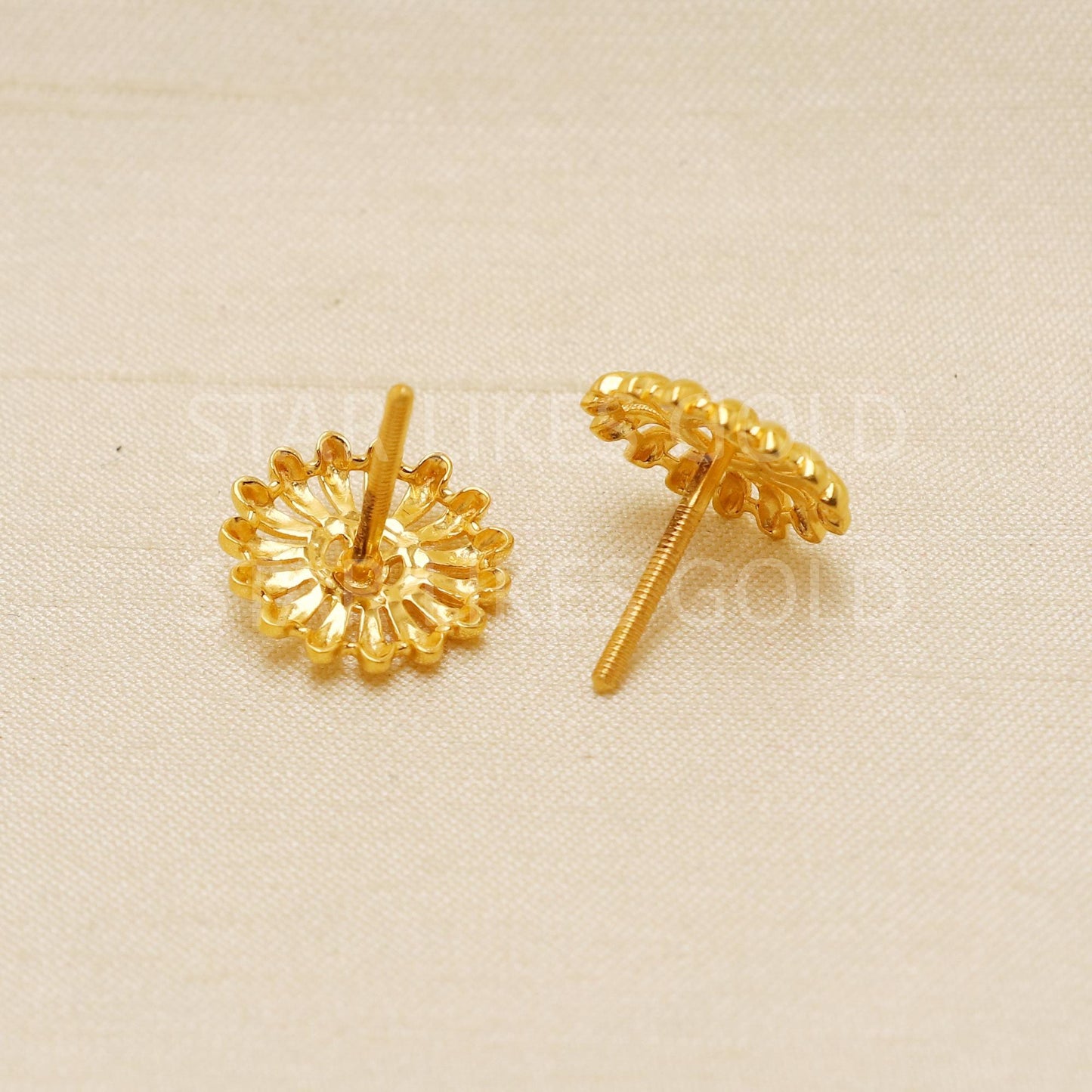 Beautiful 22k Gold Studs, Women Fine Gold Earrings, Solid Gold Jewelry, Dainty Studs, Anniversary Gift, Gift for Her