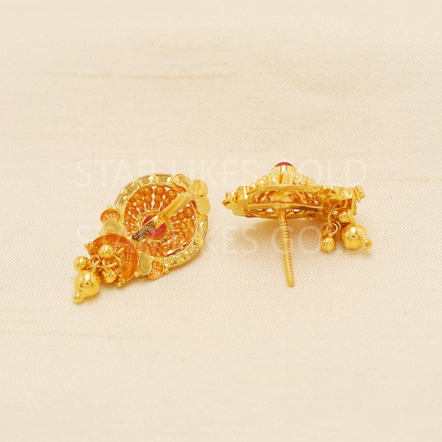 Indian Style 22k Gold Earrings Jewelry