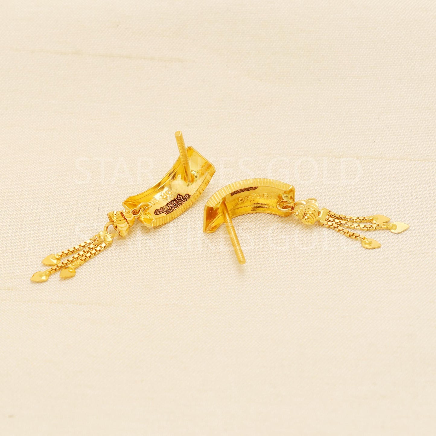 Stunning Two Tone 22k 22 karat Gold Earrings Jewelry, PR1839