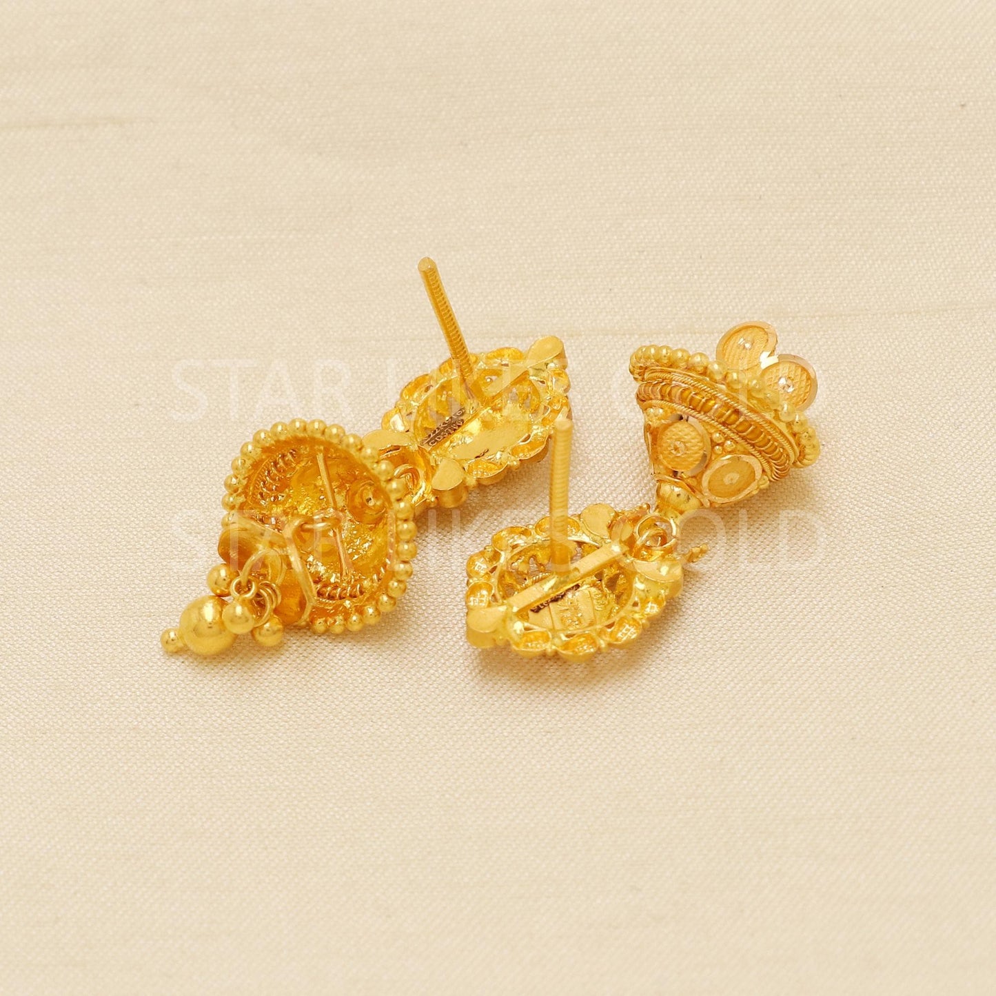 Stunning 22k 22kt gold Jhumka Earrings Handmade Jewelry, Chandelier Drop Dangle PR1840