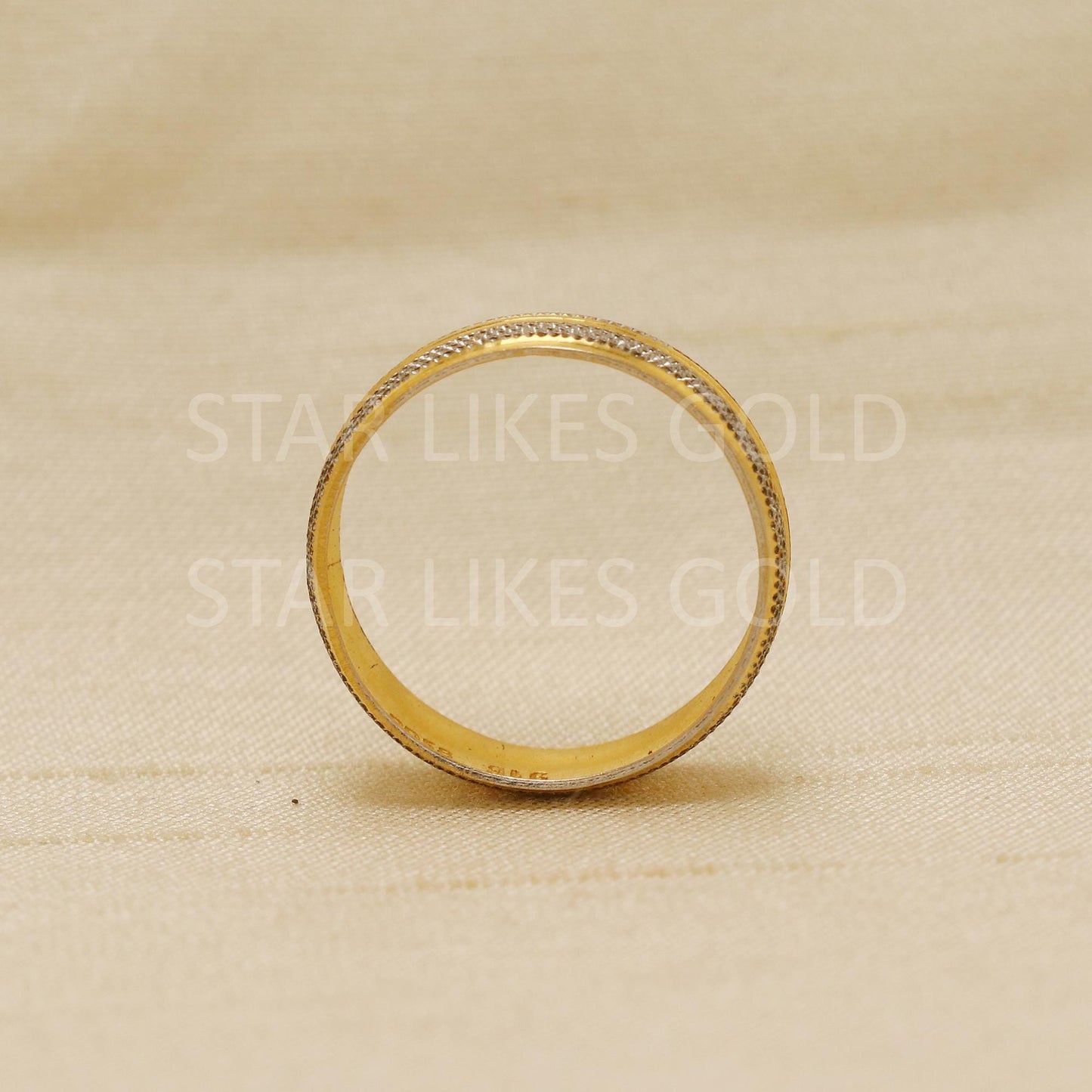 two tone 22 karat 22k Gold Indian Band Ring Handmade Jewelry, B1840