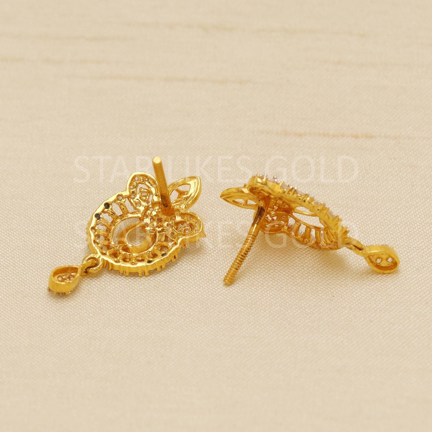 Zircons 22k 22 karat gold earrings jewelry, Party Wear Gold Earrings