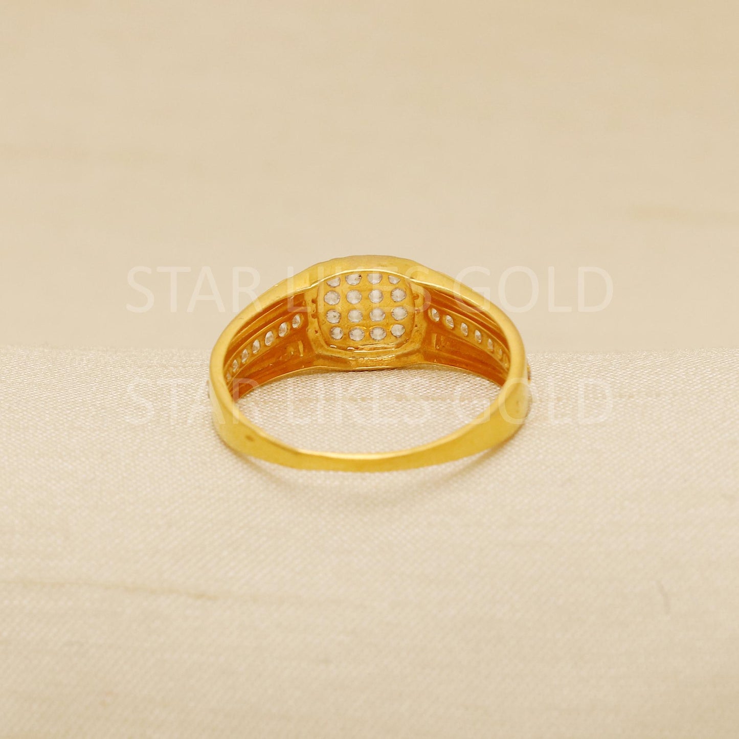 Stunning AD stones 22 karat 22k Gold Indian Ring Jewelry, B1908