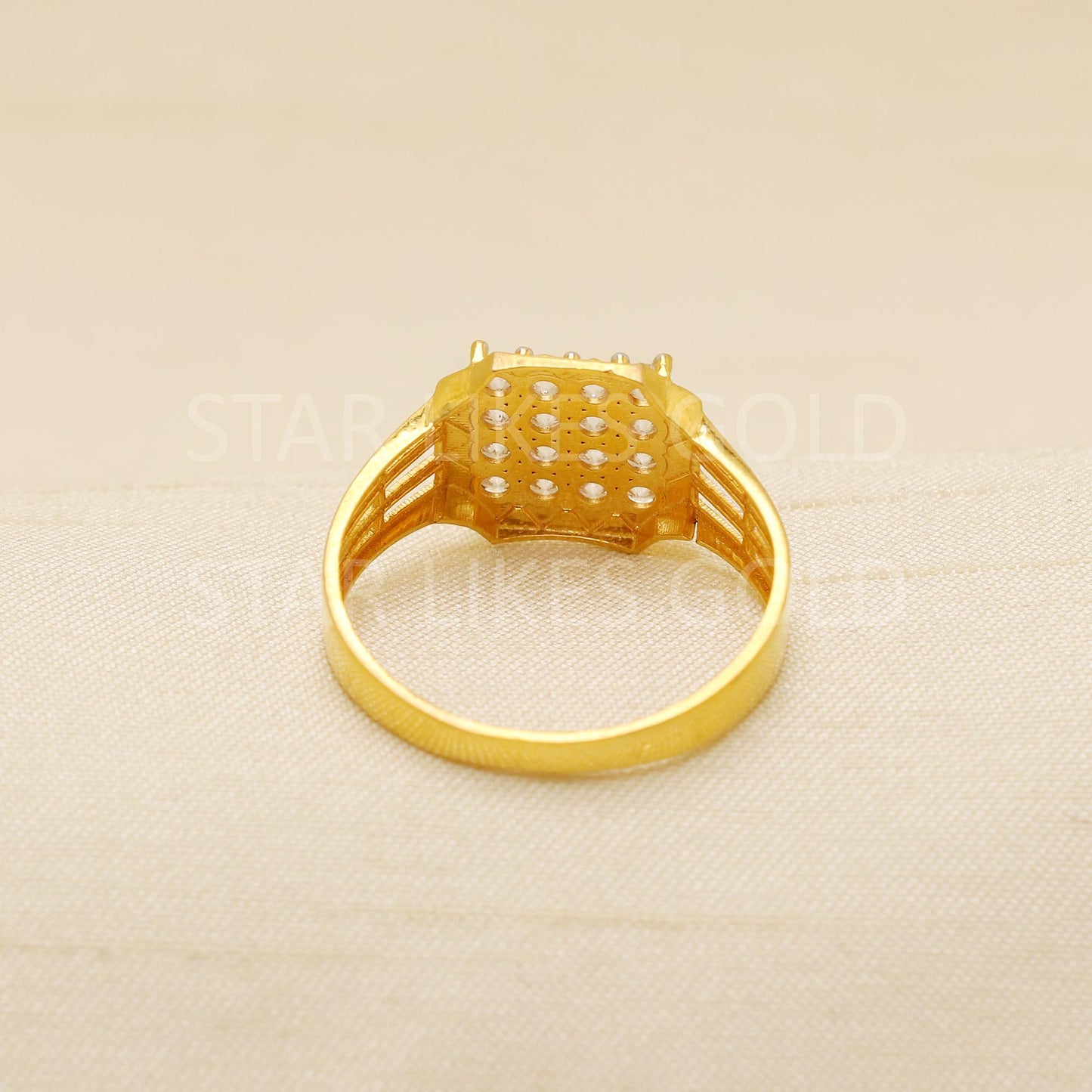 22K Solid Yellow Gold American Diamond Ring Genuine Hallmarked 916 Intricately Handcrafted US 9.25, B1928