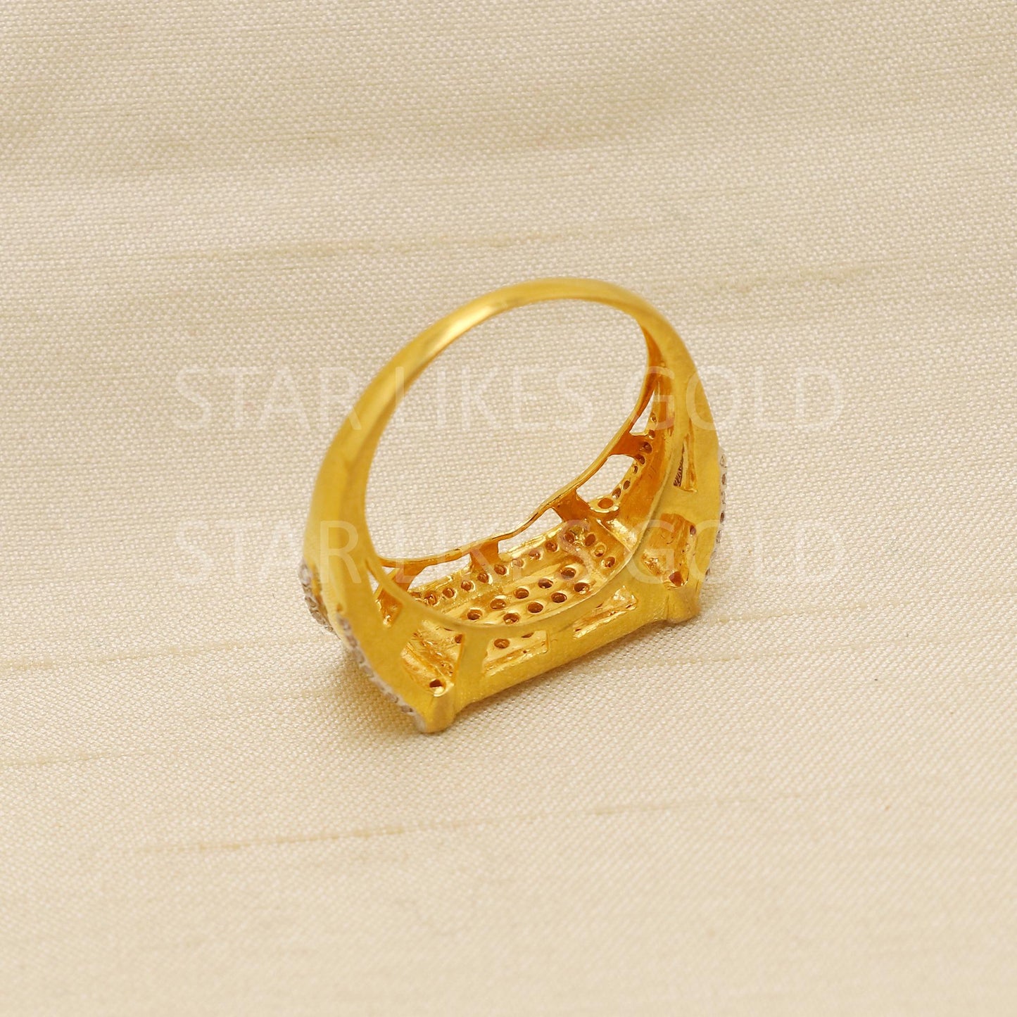 22K Solid Yellow Gold American Diamond Ring Genuine Hallmarked 916 Intricately Handcrafted US 9.25, B1932