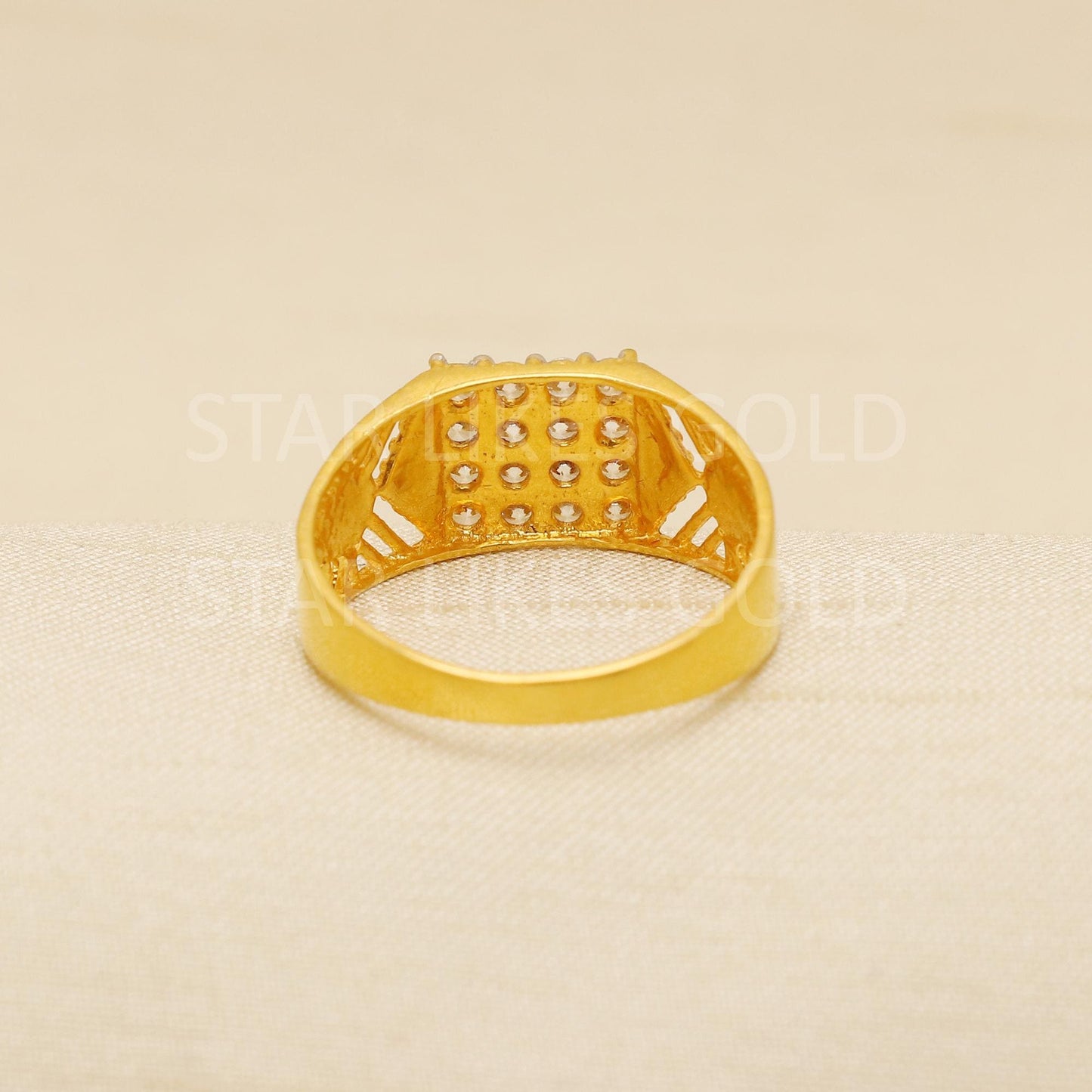 Handcrafted 22k Pure Gold handmade Rings - American Diamond Artisan Jewelry, 22k Jewelry, Designer Gold Ring, Hallmarked, B1935