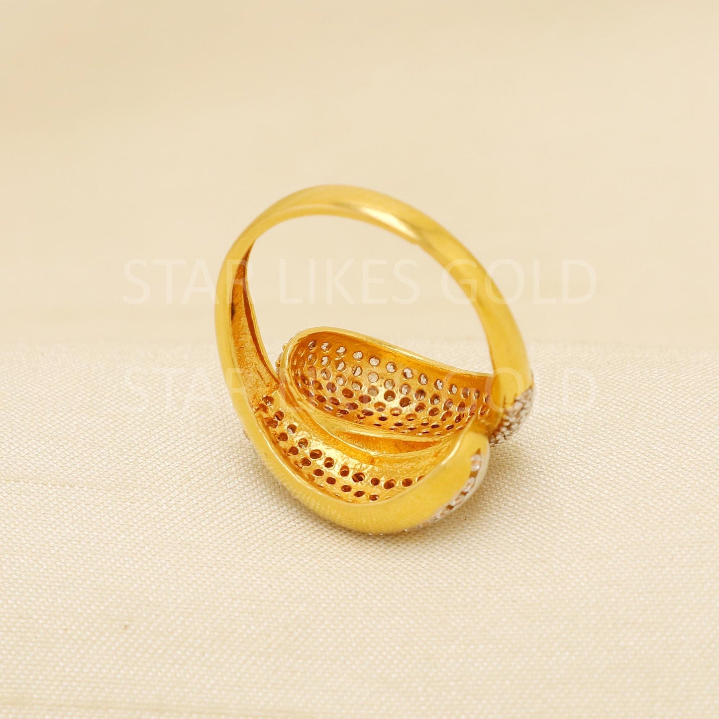 Handcrafted 22k Pure Gold handmade Rings - American Diamond Artisan Jewelry, 22k Jewelry, Solid Gold Ring, Hallmarked, PR1886