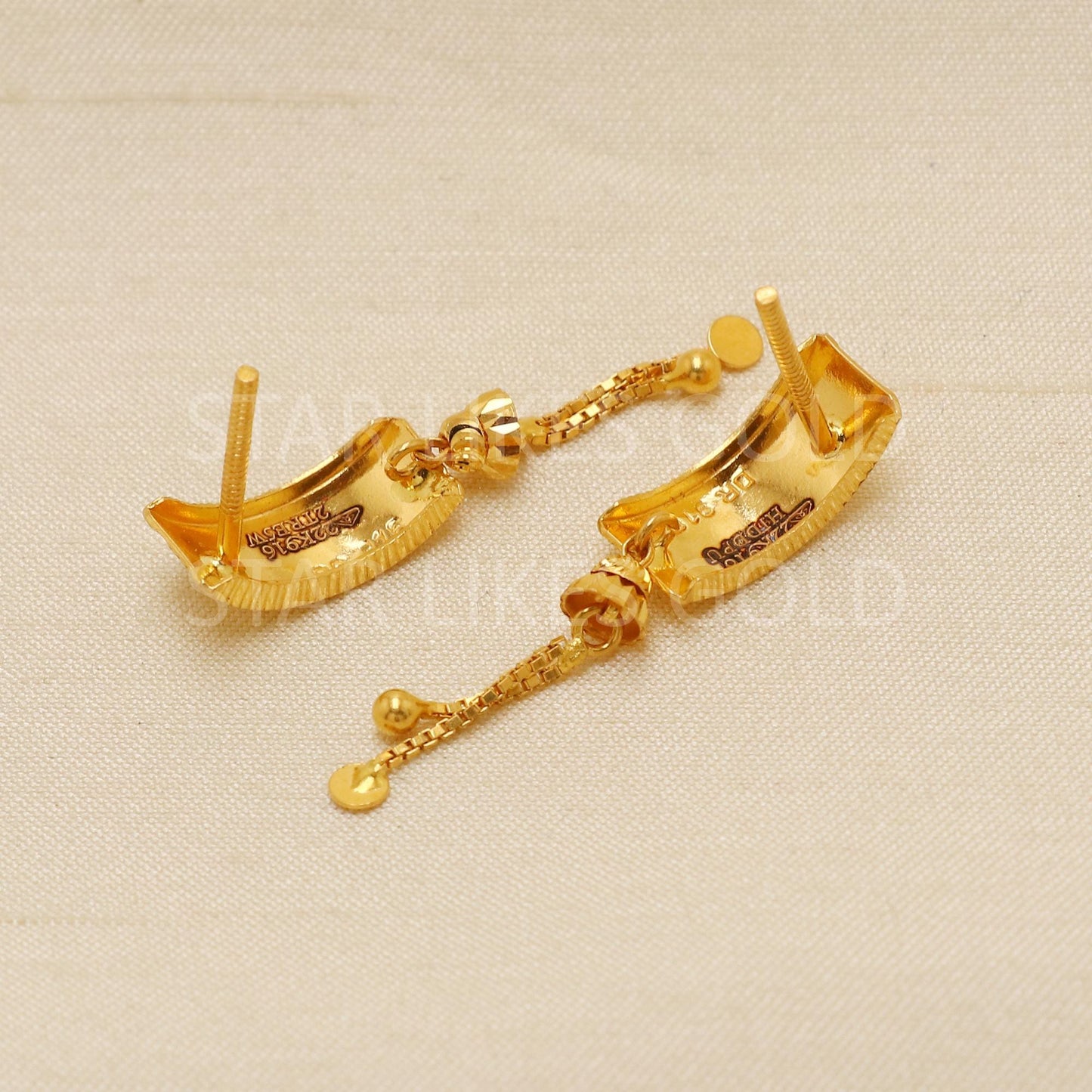 Stunning Greek Key 22k 22 karat Gold Earrings Jewelry, PR1841
