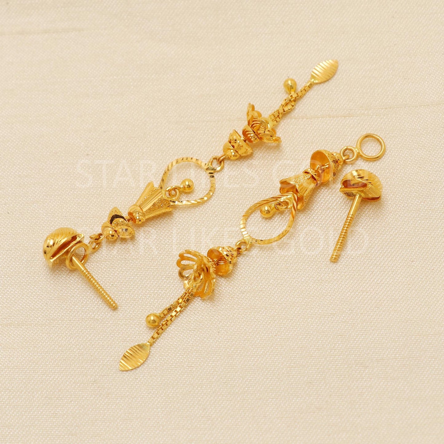 Designer 22k 22 karat Gold Dangle Earrings Jhumki Indian Jewelry
