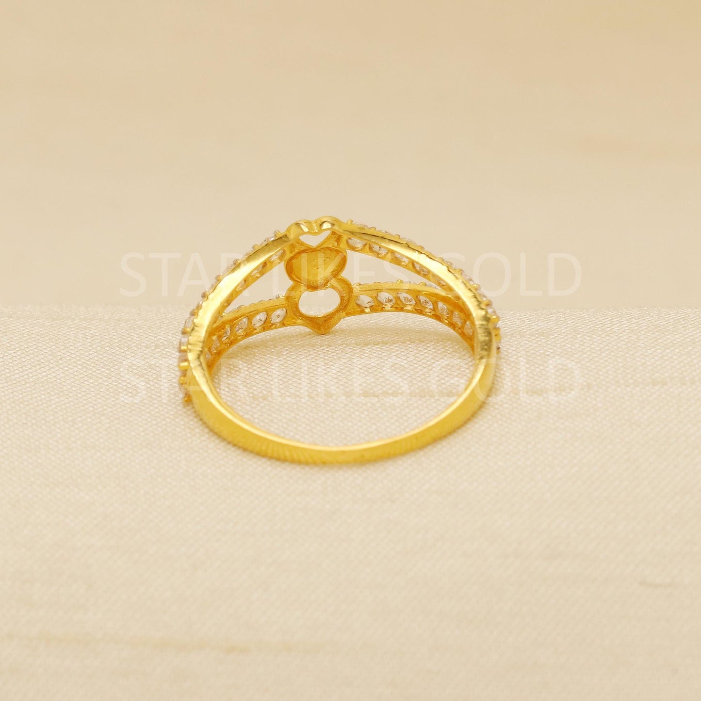 Heart American Diamond 18 karat 18k Gold Indian Ring Jewelry for gift, Statement Gold Women Ring