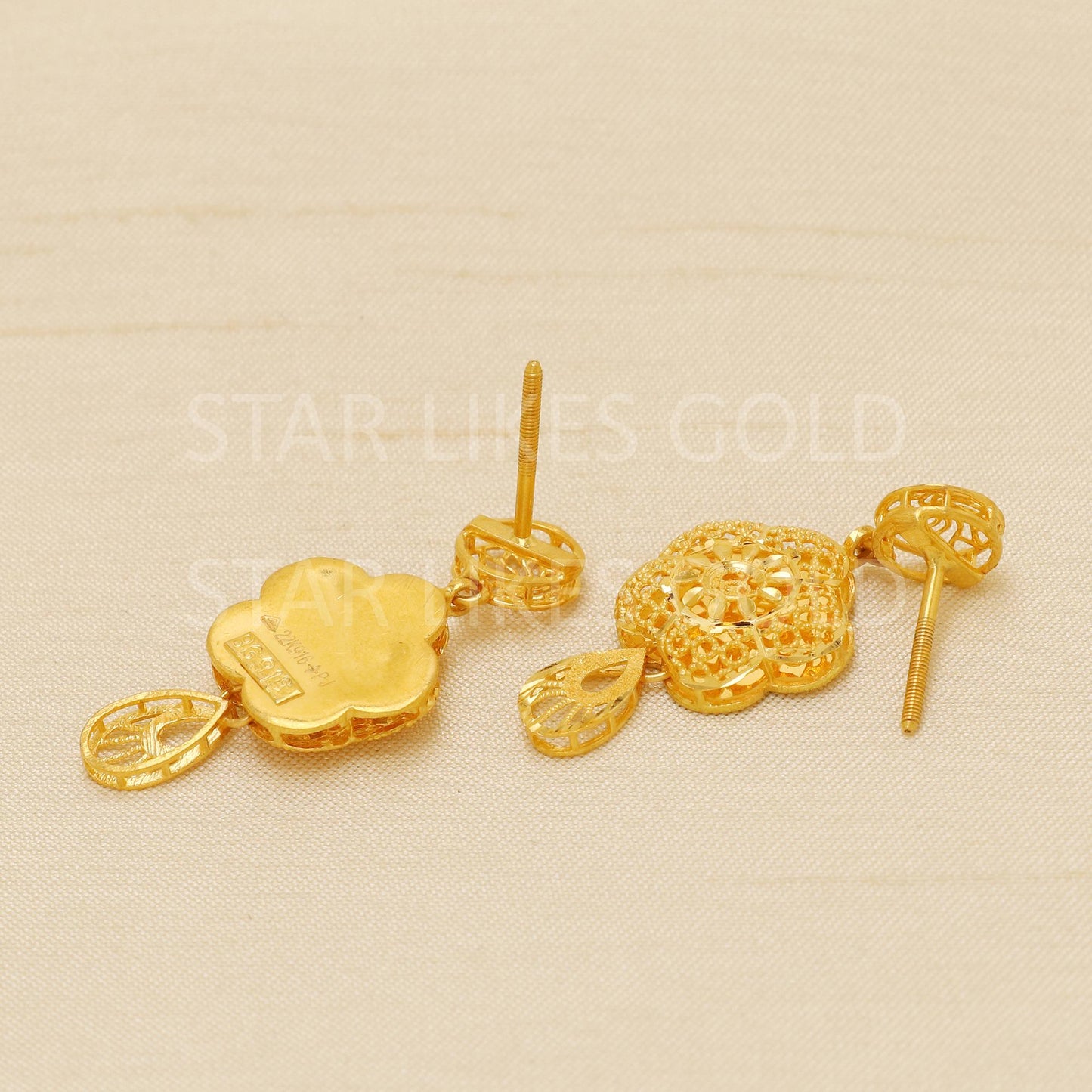 Zircons 22k 22 karat gold earrings jewelry, Party Wear Earrings, Saudi Style Wedding Earrings