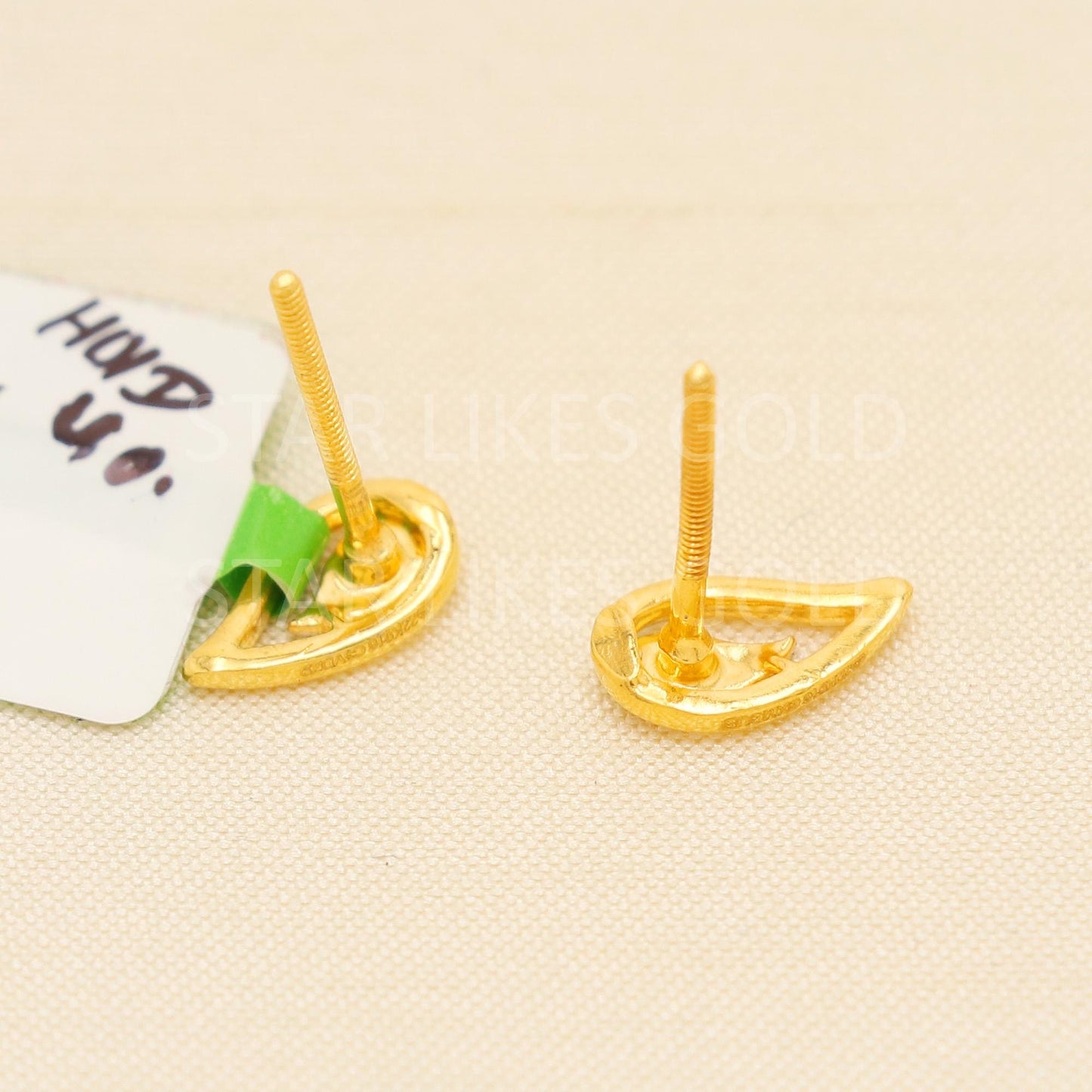 Dainty Two-Tone Gold Earrings | Leaf Gold Studs | Fine Gold Designer Earrings | Handmade Jewelry, PR2030