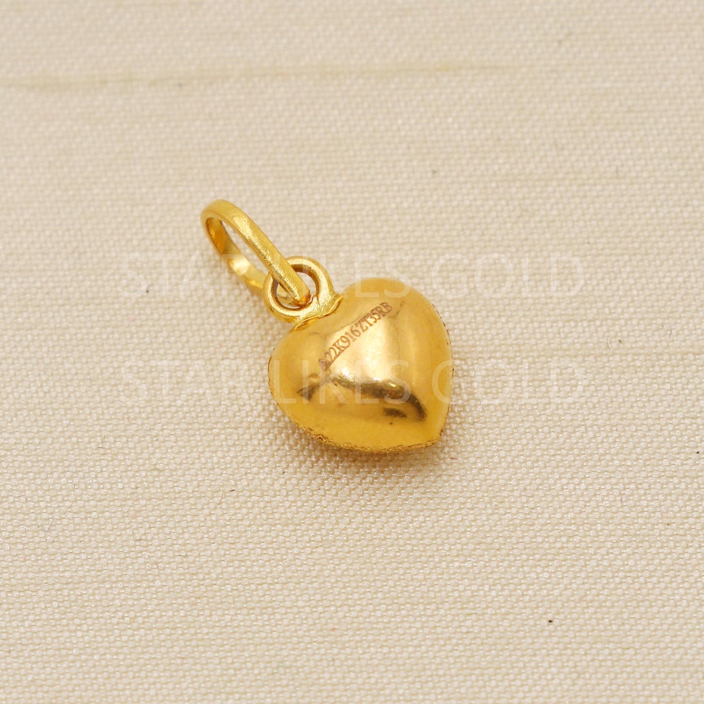puffy Heart 22k Yellow Gold Handmade Charms Pendant light weight Jewelry, PR2093