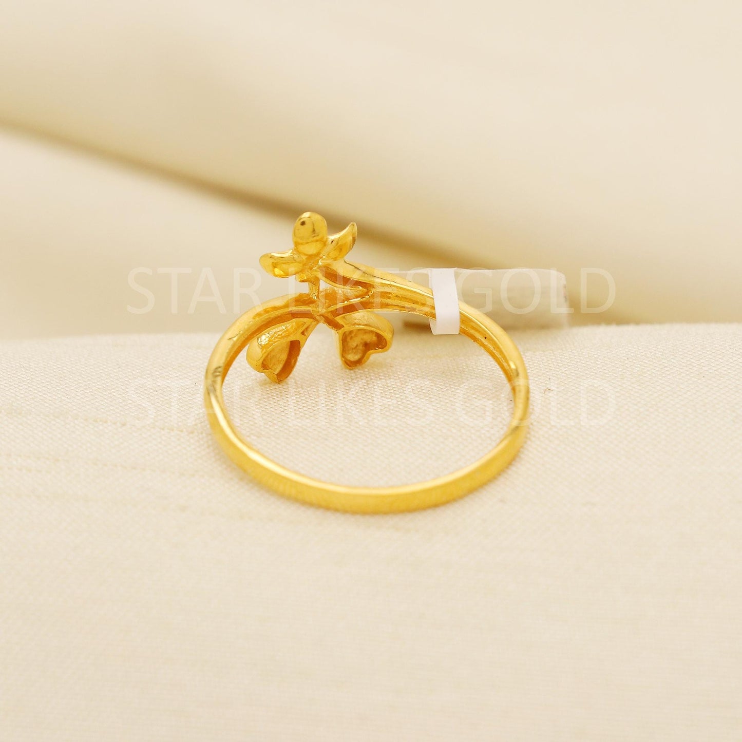 Elegant 22K Gold Dual-Layer Heart Ring with Shimmering Stone Studded Band, PR2163