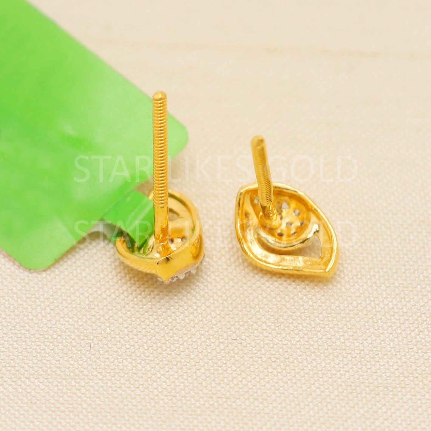 Pure 22k Gold Designer Stone Studded Paisley Earrings with Hallmark Mark, PR2039