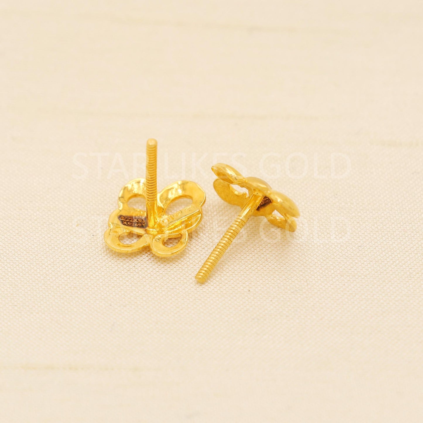 Unique 22k Gold Studs, Modern Design Stud Earrings, Solid Gold Studs, Daily Wear Studs, Anniversary Gift, Gift for Her, PR2067