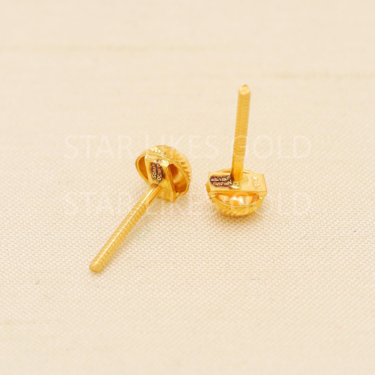 Small 18k Gold Studs, Everyday Earrings, Simple Gold Studs, Gold Spiral Design Studs, Anniversary Gift, PR2064