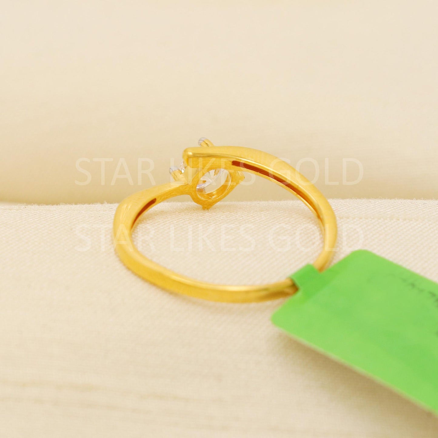 Modern 22K Gold Minimalist Designer Ring with Sparkling CZ Stone, PR2140