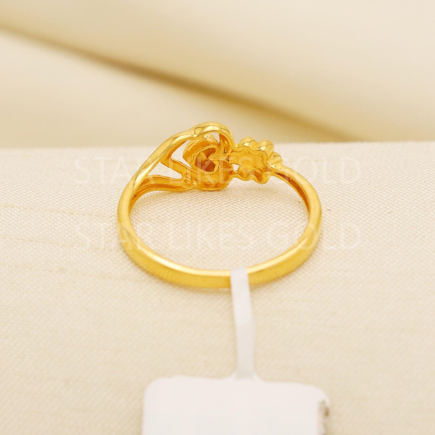 Charming 22K Gold Heart & Floral Motif Ring | Elegant Gold Jewelry for Her, PR2170