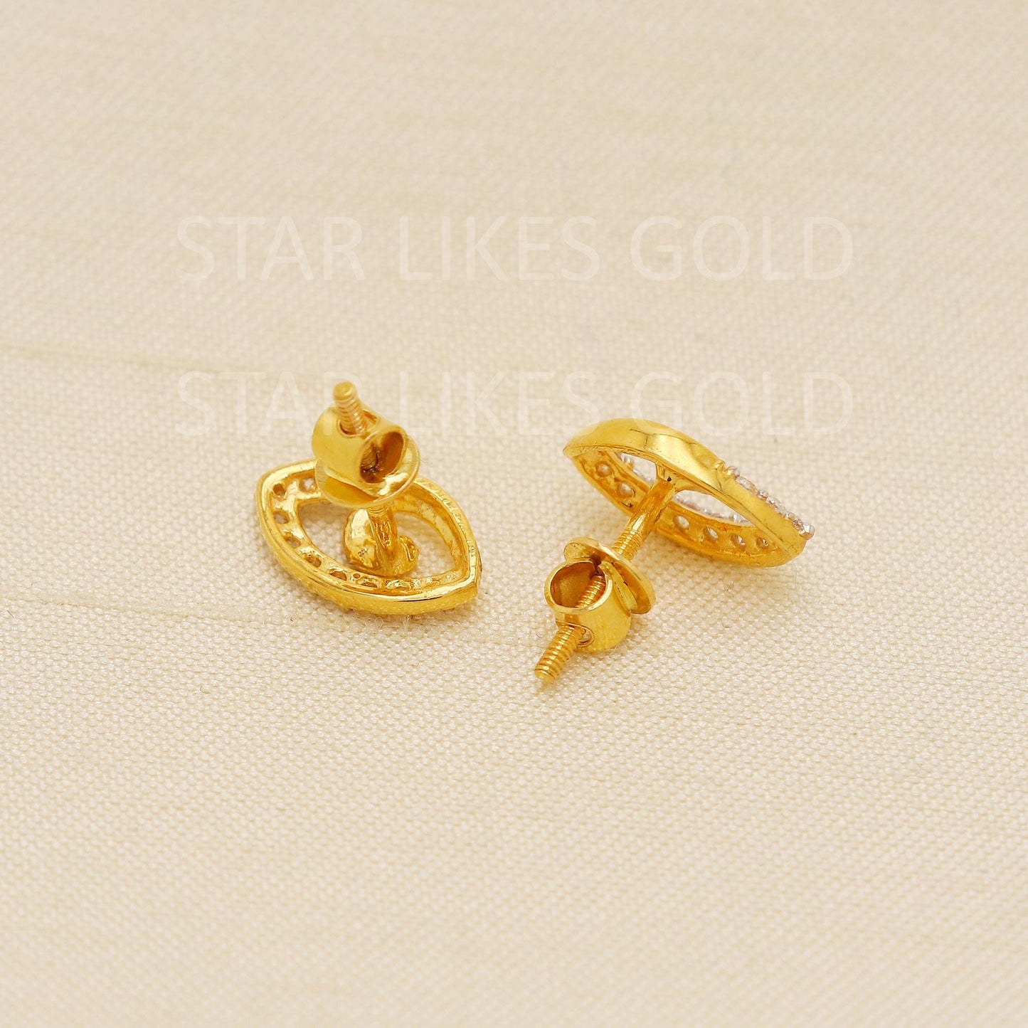 Bird 18K Gold Stud Earrings Secure Screw Back Romantic Jewelry, PR2194