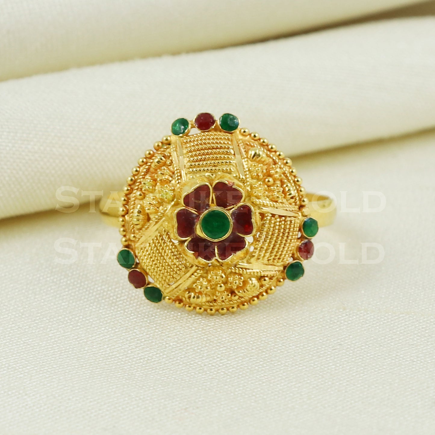 beautiful 22K Yellow Gold Ring Genuine Hallmarked 916 Handcrafted Jewelry B1014