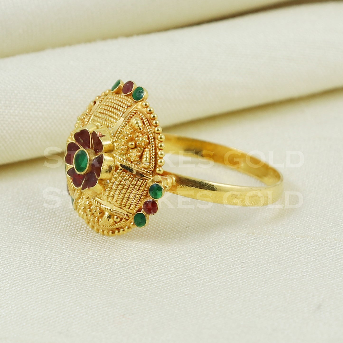 beautiful 22K Yellow Gold Ring Genuine Hallmarked 916 Handcrafted Jewelry B1014