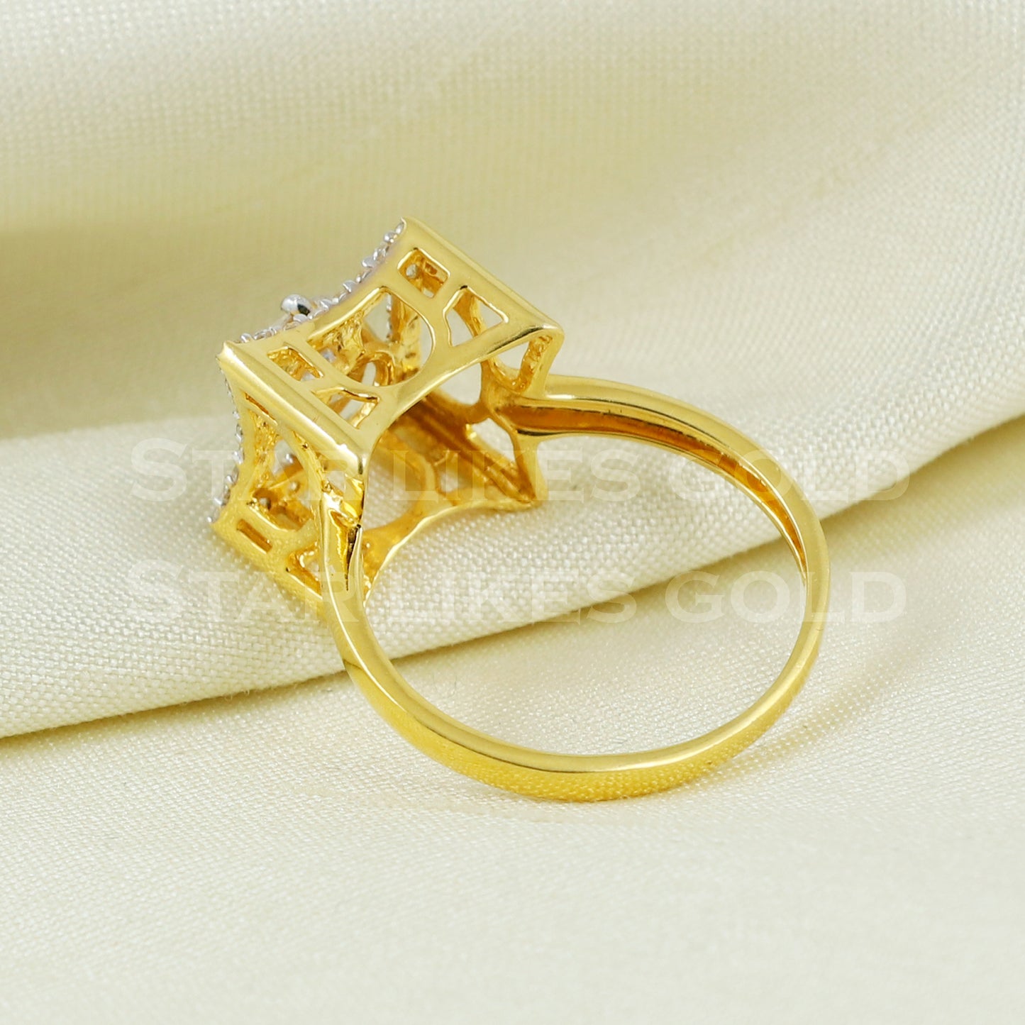 Zircon 22K Yellow Gold Ring Genuine Hallmarked 916 Handcrafted Jewelry B1035