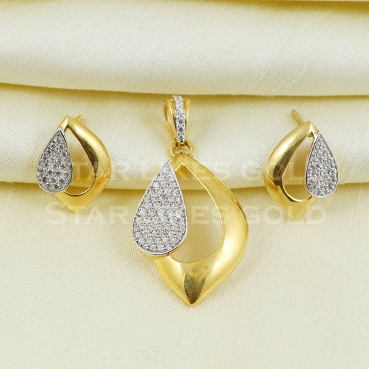 22K 22 karat Yellow Gold Earrings Pendant Set Handmade Jewelry B1059